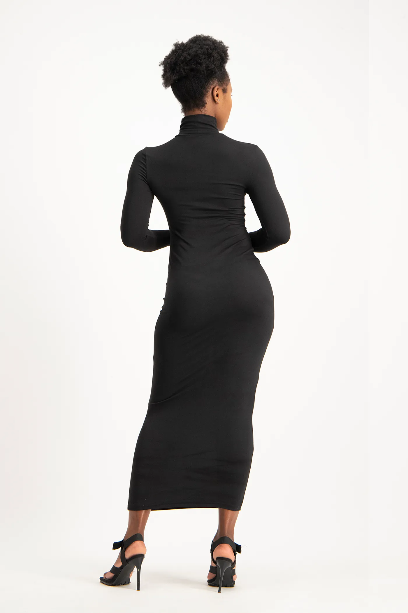 Yolanda Poloneck Bodycon Dress - Black